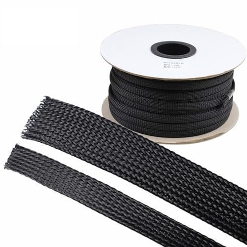 CYMMIYT Guaina per Cavi elettrici Lunghezza Manica Cavo Nero Pet 1/3/5/50 / 100M Guaina Intrecciata isolata Linea Dati Cavo di Protezione Cavo in Nylon ignifugo(100 Meter,70 mm)