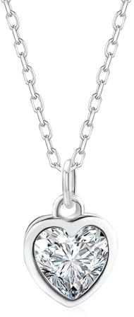 Epoch World 925 Sterling Silver Halsband Med Hjärta Hänge Halsband Silver Kubisk Zirkonia Halsband Dam Justerbar Kedja Hjärta Hänge För Kvinnor Smycken Gåvor