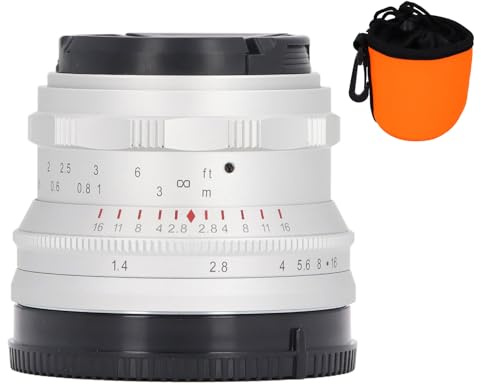 35mm F1.4 Obiettivo Manuale Full Frame per Fotocamere - Grande Apertura, Rivestimento Ottico Multistrato, Ideale per Ritratti e Paesaggi (Bianco)