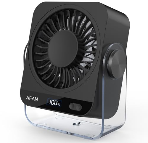 Ventilateur de bureau USB rechargeable, ultra silencieux avec 199 vitesses, batterie 5000 mAh, inclinaison réglable à 120°, ventilateur de table de refroidissement pour chambre à coucher, bureau