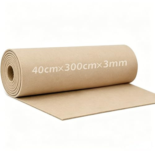 Tela de fieltro por metros, color beige, fieltro para manualidades, 3 mm, 40 x 300 cm, suave tela de fieltro para base de fieltro, alfombra, ropa, accesorios, decoraciones, creaciones, patchwork