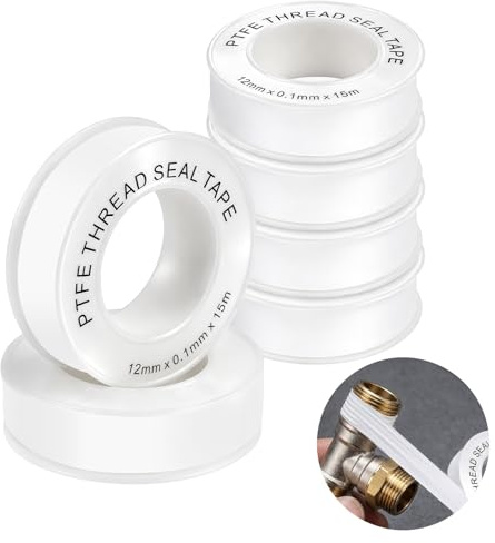 HOTUT Teflonband Gewindedichtband, 4 Rollen PTFE Dichtband 12mm 15m, Gewindedichtfaden Weiß für Sanitär und Heizungssysteme, Dichtband Wasserleitung für Plumbing Gelenk, Pool, Küche, Industrie