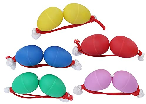 HUSHUI Set di Uova di Maracas Colorati Agitatori Musicali per Bambini Che Imparano il Ritmo, 5 Pezzi di Sabbia di Ferro ABS
