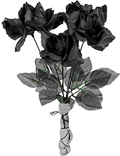 Boland 74544 - ramo de rosas, decoraciones, alrededor de 28 cm, negro