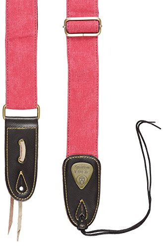 Verstellbarer 1,5 m langer Gitarrengurt aus Leder und Baumwolle für Akustik-, E-Gitarre/Bass rot