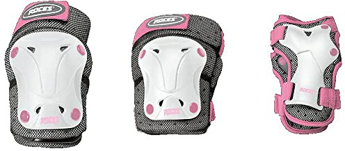 Roces Jungen 3 Pack Schützer Ventilat, White/Pink, MJR, 301352-003