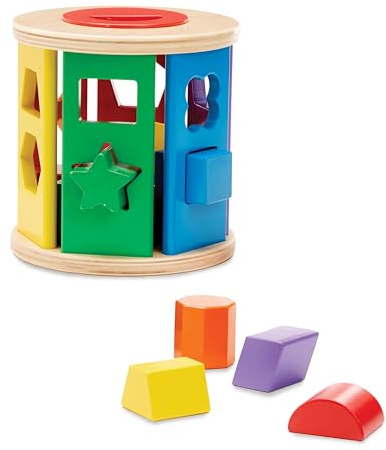 Melissa & Doug 19041 Rollbarer Formensortierer aus Holz (14 Teile)