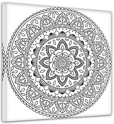 Mandala IV - Ausmalbild auf Leinwand, aufgespannt auf Rahmen - Quadrat-Format - 60x60 cm