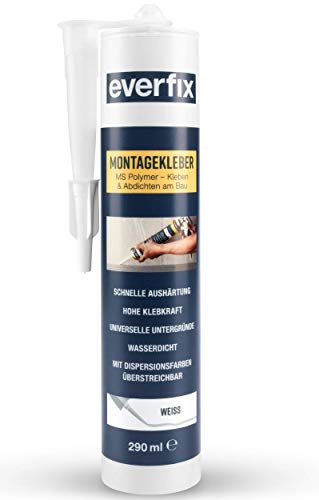 Everfix Colle Forte d'Assemblage pour Intérieur et Extérieur, Colle Blanche pour le métal, Colle A Bois, Colle Carrelage, etc. Colle pour l'Etanchéité, 325 g / 290 ml
