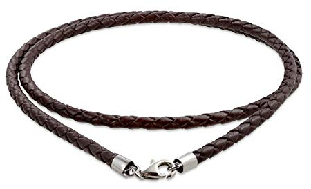 Bling Jewelry Cordino Intrecciato In Pelle Marrone Genuina Per Collana Con Ciondolo Per Donne, Uomini E Adolescenti. Chiusura A Moschettone In Argento .925 Lunga 20 Pollici