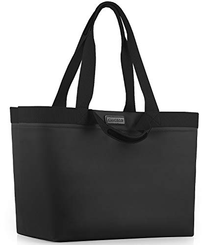 CHICECO Extra Große Shopper Handtasche für Damen Gross Arbeitstasche Reisetasche Wasserdicht (XL, Schwarz(mit 2 Steckfächern))