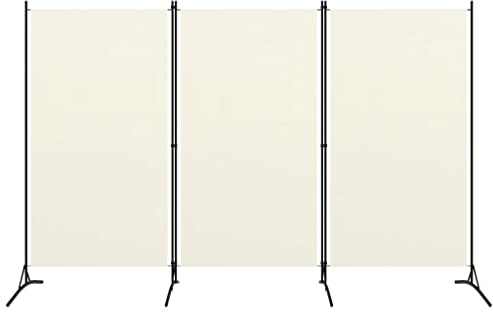 vidaXL Raumteiler Klappbar Freistehend Trennwand Paravent Umkleide Sichtschutz Spanische Wand Raumtrenner 3-TLG. Weiß 260x180cm Eisen Stoff