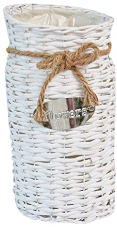 BESPORTBLE Vintage Blumenvase Rattan Gewebter Blumentopf Milchkanne Shabby Deko Landhausstil Vase Rustikal Blumeneimer Geflochtener Eimer Übertopf Dekovase Kaktus Topf für Wohnzimmer Tischdeko