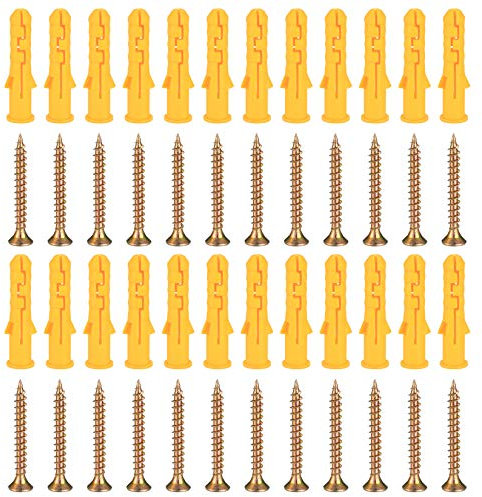 100 Pcs M8 X 40 Masonry Brick Concrete Wall Fixings Screws, Heavy Duty Wood Screws Wall Plugs Kit for Brick, Concrete, Drywall