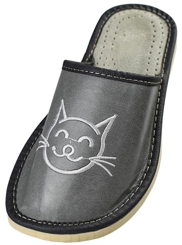 APREGGIO Mules Femme Cuir – Pantoufles Compensées Fait Main – Bout Fermé – Gris Blanc – 40