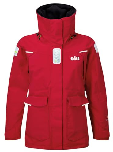 Gill Womens OS2 Offshore Sailing Jacket - Water & Stain Repellent (Red, 10)