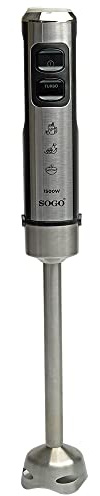 SOGO Batidora de Mano 1500W con 4 Hojas de Titanio | Batidora Eléctrica Multifunción con Jarra 800ml Sin BPA | Procesador de Alimentos y Licuadora para Frutas y Verduras | Brazo Inoxidable Extra Largo