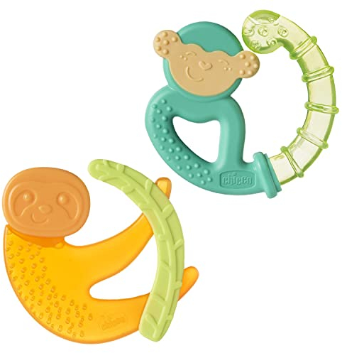 Chicco Beißring Fresh&Relax Affe oder Faultier, 4M+, gefüllt mit sterilem Wasser