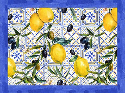 TAPPETIK Set 4 tovagliette Americane 33x45 cm, Diverse Fantasie Ottima Idea Regalo (Tovaglietta Limoni mattonelle)