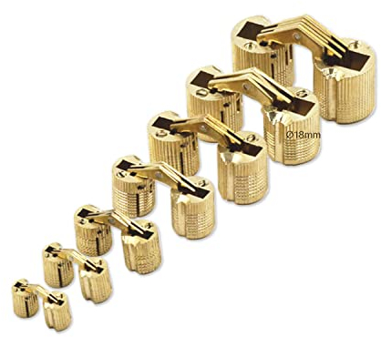 GEFONG Mini Scharniere Tonnenscharnier 18mm für Schranktür Panel-Anschluss Kleine Box DIY Handarbeit Messing Matt Verdeckte Scharnier Einbohrscharnier 180 Grad Öffnungswinkel 4 Stück