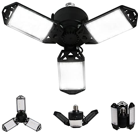LED Garage Light, 80W 8000 Lumen Ceiling Lights with 3 Adjustable Panels, 6500K Daylight Light Bulb Fixture LED Lights for Garage, Workshop
