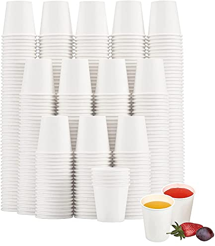 [Paquete de 600] Vasos de papel de 3 onzas, tazas de baño desechables, pequeñas tazas de enjuague bucal, taza de bebida caliente y fría para fiestas, picnic, barbacoa, viajes y comunión (blanco)