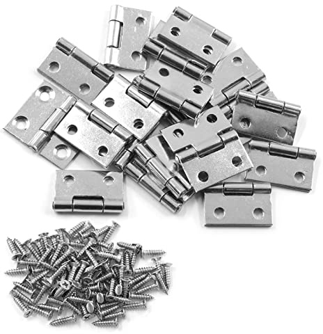 Unlorspy 20 PCS Stainless Steel Folding Butt Hinges, 1 inch Silver