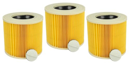 vhbw Filterset 3x Faltenfilter kompatibel mit Kärcher WD3P Extension Kit | WD 3 Premium Nass- & Trockensauger - Filter, Patronenfilter, Gelb