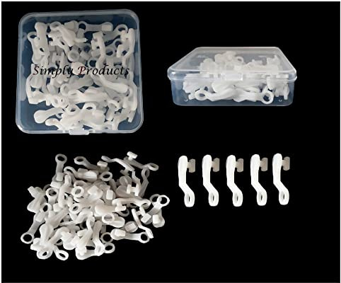 Simply Products 50pc Curtain Track Glider Hooks Plastic White, Rail Hooks, Curtains for Window Curtain, Door and Shower (50pc White Hooks), (SD9594)