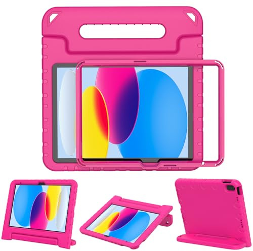 Surom Case for iPad A16 11th Gen 11/10th Gen 10.9 2025/2022, Rose | Built-in Screen Protector, Shockproof Convertible Handle Protective Cover, Sturdy Stand, Lightweight Protective Case