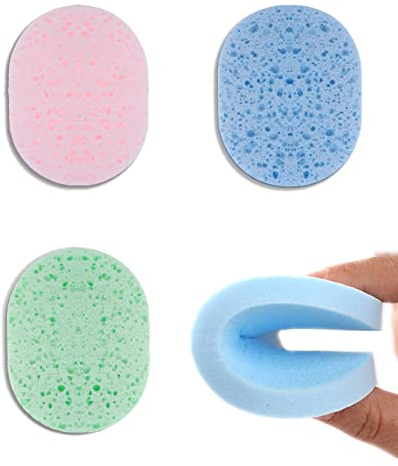 SJBAUTYO 3 Pezzi Spugnette Pulizia Viso, Cosmetico Spugna in Cellulosa, Struccante Detergente Spugne Pads Riutilizzabile, Lavaggio per Esfoliazione Pulizia Profonda, Non Irritanti