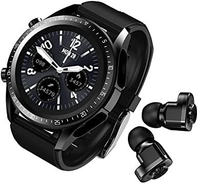 Montre connectée 2 en 1 compatible Bluetooth 5.0 avec écouteurs stéréo Sang U7E9, moniteur de pression sans fil avec