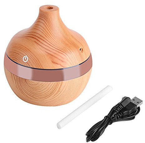 Tbest Diffuser, Holzmaserung, USB Luftbefeuchter, Diffusor 300Ml, LED Touch, 7 Farbwechsel, 4 Stunden Automatische Abschaltung