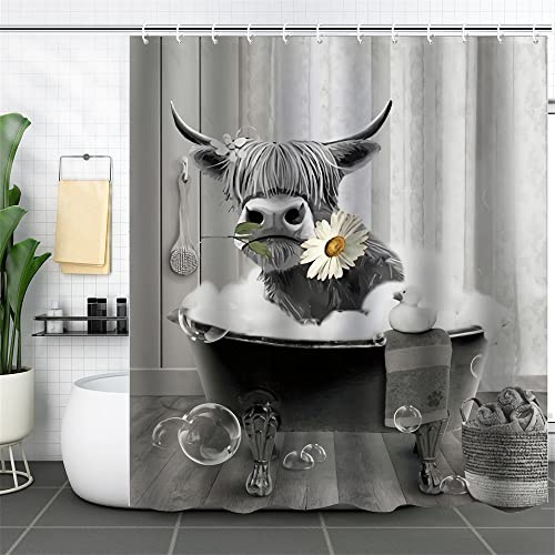 TURIM Lustig Tier Duschvorhang 240x200cm Wasserabweisend Anti-Schimmel Textil Stoff Badezimmervorhang Motiv-A 180x200cm