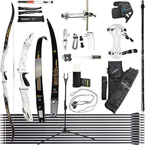 wolfman Recurvebogen Set Erwachsene 66/68/70 Zoll 14-44 lbs Bogenschießhalle Recurve Bogen Pfeil Set Praxis Bogen Wettbewerb Bogen für Bogenschießen Club Schießwettbewerb RH