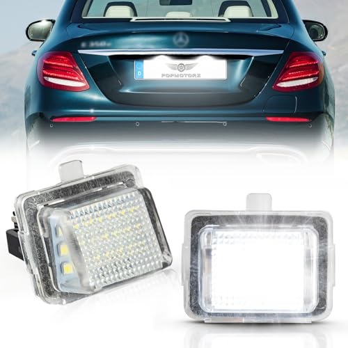 POPMOTORZ LED Kennzeichenbeleuchtung, 2 Stücke Nummernschildbeleuchtung 2835 SMD mit CanBus Fehlerfrei 6000K Xenon Weiß für Mercede-s Benz C-CLASS W204 C204 S204 E-CLASS W212 C207 S212 S-CLASS W221