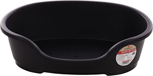 Flamingo Hundebett Tuck – Oval Schwarz | Größe M (70 × 47 × 22 cm) | Praktisch, Stilvoll & Leicht zu Reinigen!