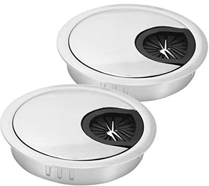 DOITOOL 2pcs Cable Cover Hole Cover for Computer Desk Wire Trunking Brushed Texture Cable Box