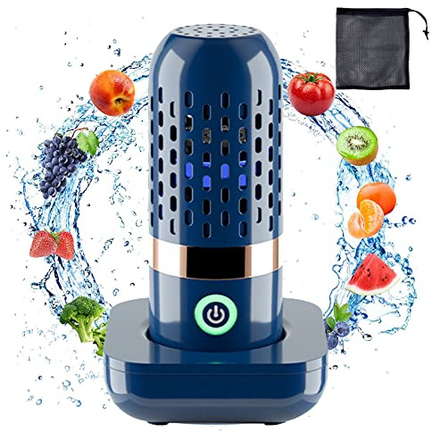 Tragbarer Ultraschall Gemüsereiniger mit OH-Ionen-Technologie | 3000mAh USB wiederaufladbar , Waschmaschine Obst und Gemüse, Kapselform, für Obst, Gemüse, Reis und Geschirr