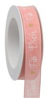 Dekoband mit Aufschrift FÜR DICH I B: 25 mm L:20 Meter I Schleifenband I rosa
