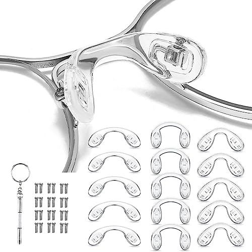 15 pcs,3 sizes Eyeglasses Nose Pads,U Shaped Eyeglasses Nose Pads Screw-in eyeglass nose piece soft silicone nose pad for Eye Glasses Sunglass Eyewear