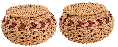 ibasenice 2stücke Go Spiel Steine Aufbewahrungsbox Geflochtener Gras-Topf Schachfiguren Behälter Braun Robust Vielseitig Für Zuhause Und Geschenk
