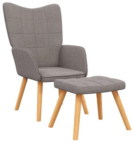 vidaXL Chaise de Relaxation et Tabouret Fauteuil avec Repose-Pied Chaise de Salon Salle de Séjour Maison Intérieur 61,5x69x95,5 cm Taupe Tissu