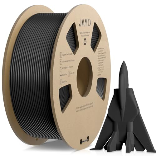 JAYO High Speed PLA Filament 1,75mm, Rapid PLA für 3D-Drucker, Präzision +/- 0,02mm, Neatly Wound, bis zu 600mm/s, Ideal für schnelle und präzise Drucke, 1.1KG Spule, PLA Schwarz