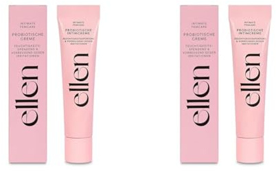 Ellen feuchtigkeitsspendende Probiotische Intimcreme | Gegen trockene Schleimhäute im Intimbereich | Enthält natürliche Milchsäure und Kokosöl | Frei von Parfüm | 15 ml (Packung mit 2)