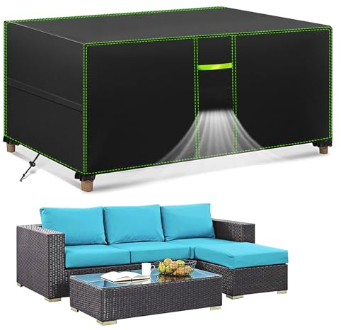 FORTRY Abdeckung Gartenmöbel Winterfest, 180x120x74cm, Wasserdicht Schutzhülle, Abdeckplane Gartenmöbel 420D Oxford Plane für Gartentisch Möbelsets Terrassenmöbel, Rechteckig Tischabdeckung