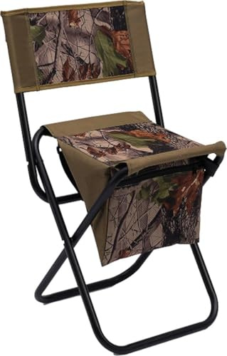 EUROCATCH Chaise Pliante - Tabouret de pêche - Chaise de pêche - avec Sac et Dossier - Camouflage - 41x33x75cm - Cadre de 19mm - Parfait pour Toute Situation en Plein air