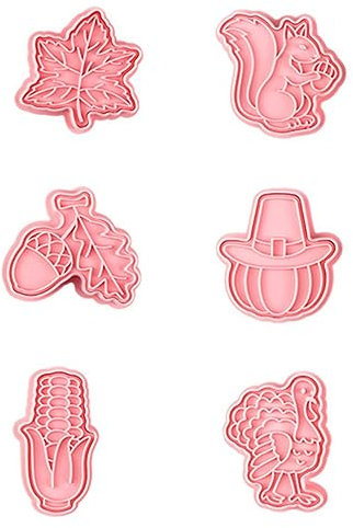 OUNONA 6st Thanksgiving-ausstecher Plätzchen Diymolds Thanksgiving-keks Wokständer Für Gasherd Fondant Feiertags-ausstecher Käseformen Kochen Rosa Nachtisch Metall 3d Pp