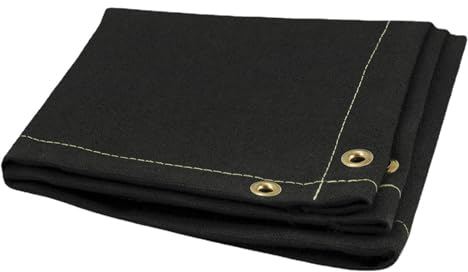 PJDDP Feuerfeste Löschdecke mit Ösen, Brandschutzdecke aus Glasfasertücher beständig bis 1000 ℃, Tapis de Protection Thermique für Zuhause,Küche,Kamin,Auto,Lager,2.4x2.4M/8x8FT