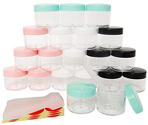 Wopanxye 20 Stück Döschen, 20g Leere Proben, 20ml Klein Kosmetik Behälter mit Deckel für Kosmetikdose, Make-up, Lidschatten, Nägel, Proben, Lipgloss, Balsam, Badlotion, Gesichtscreme, Salben